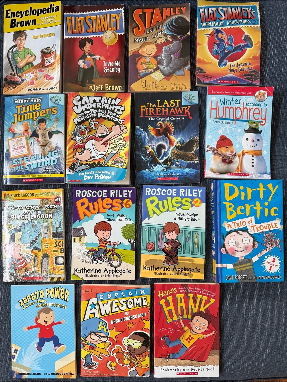 Lot of 15 elementary age chapter books reading Flat Stanley Captain Underpans